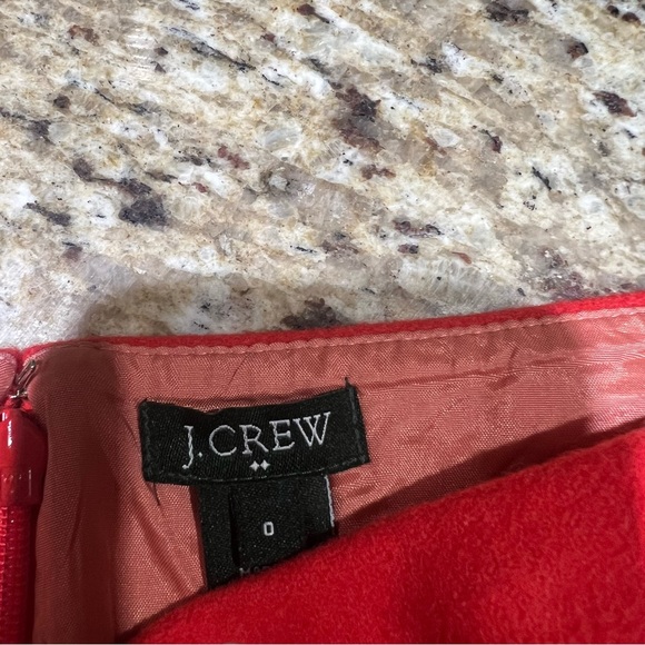J Crew Coral Orange Wool Blend Mini Skirt w/ Side Pockets 0 - Picture 5 of 10